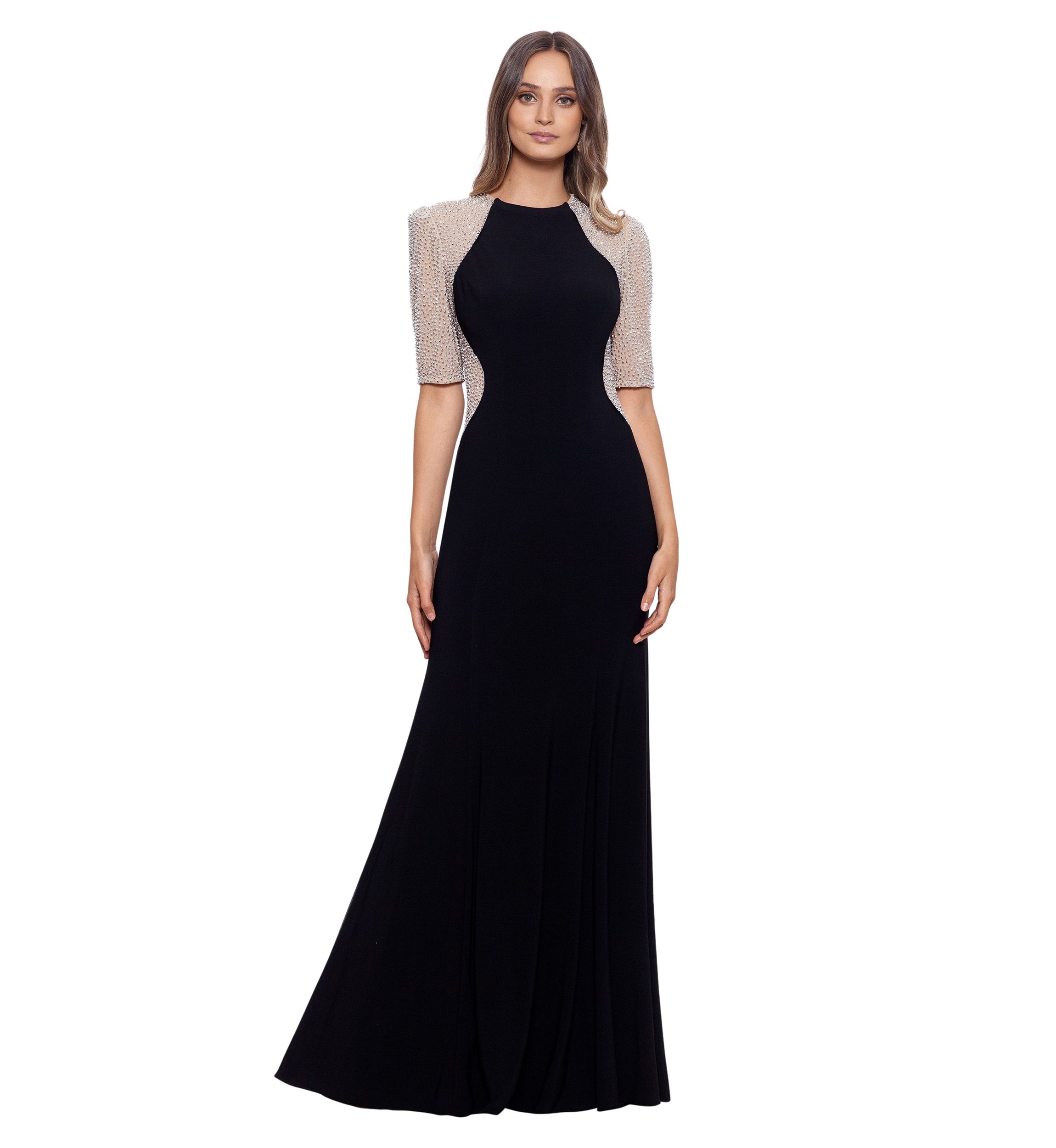 Womens Crew Neck Illusion Slim Gown