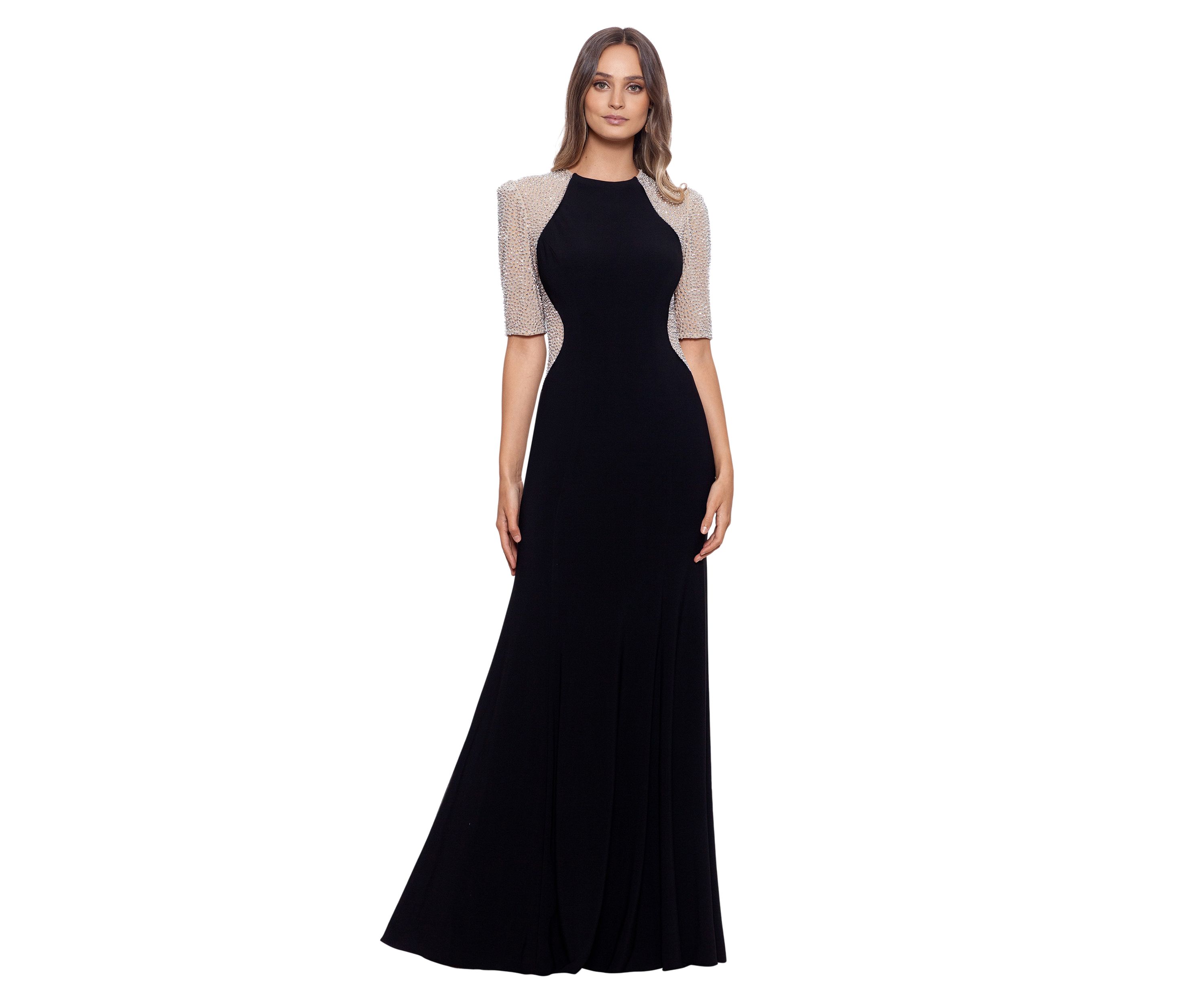 Womens Crew Neck Illusion Slim Gown