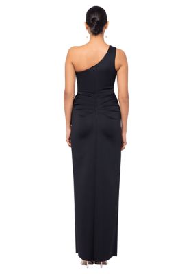 Women's Long Scuba One Shoulder Ruffle Slim Gown