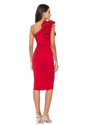 Women's One Shoulder Ruffle Sheath Dress