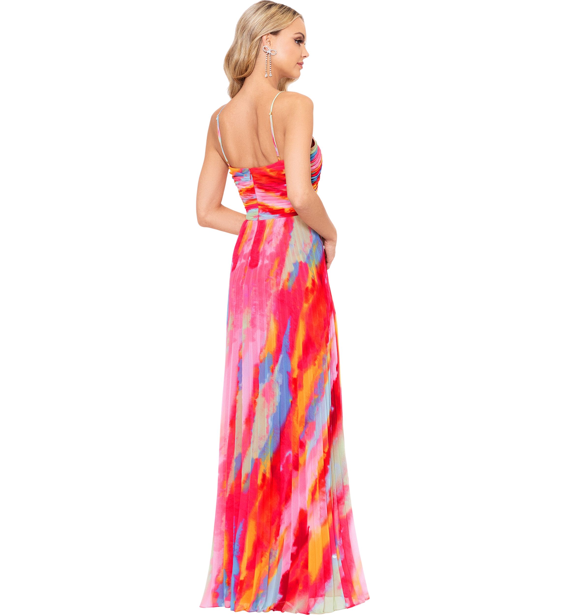 Womens Sleeveless Halter Neck Abstract Print Gown