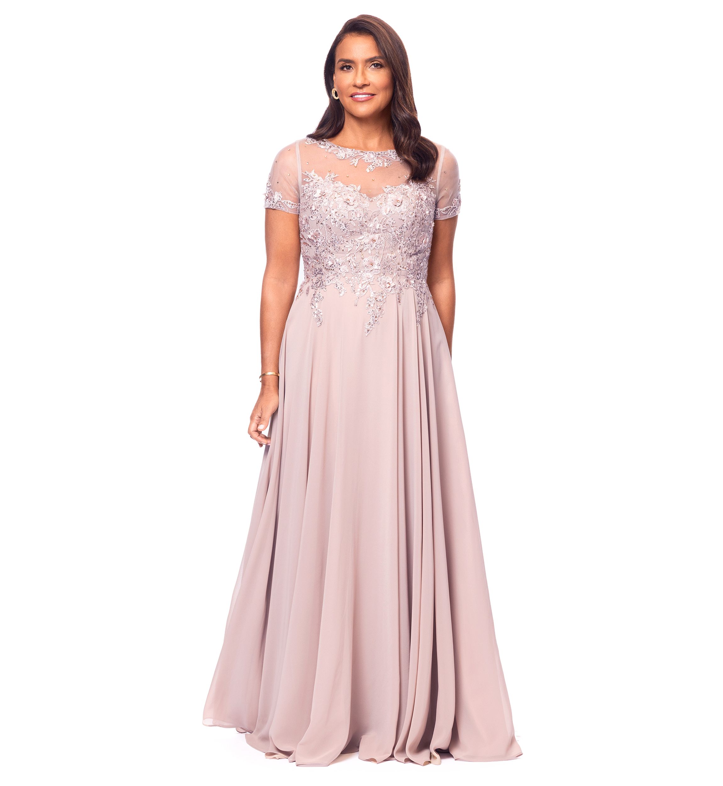 Womens Embellished Solid Gown