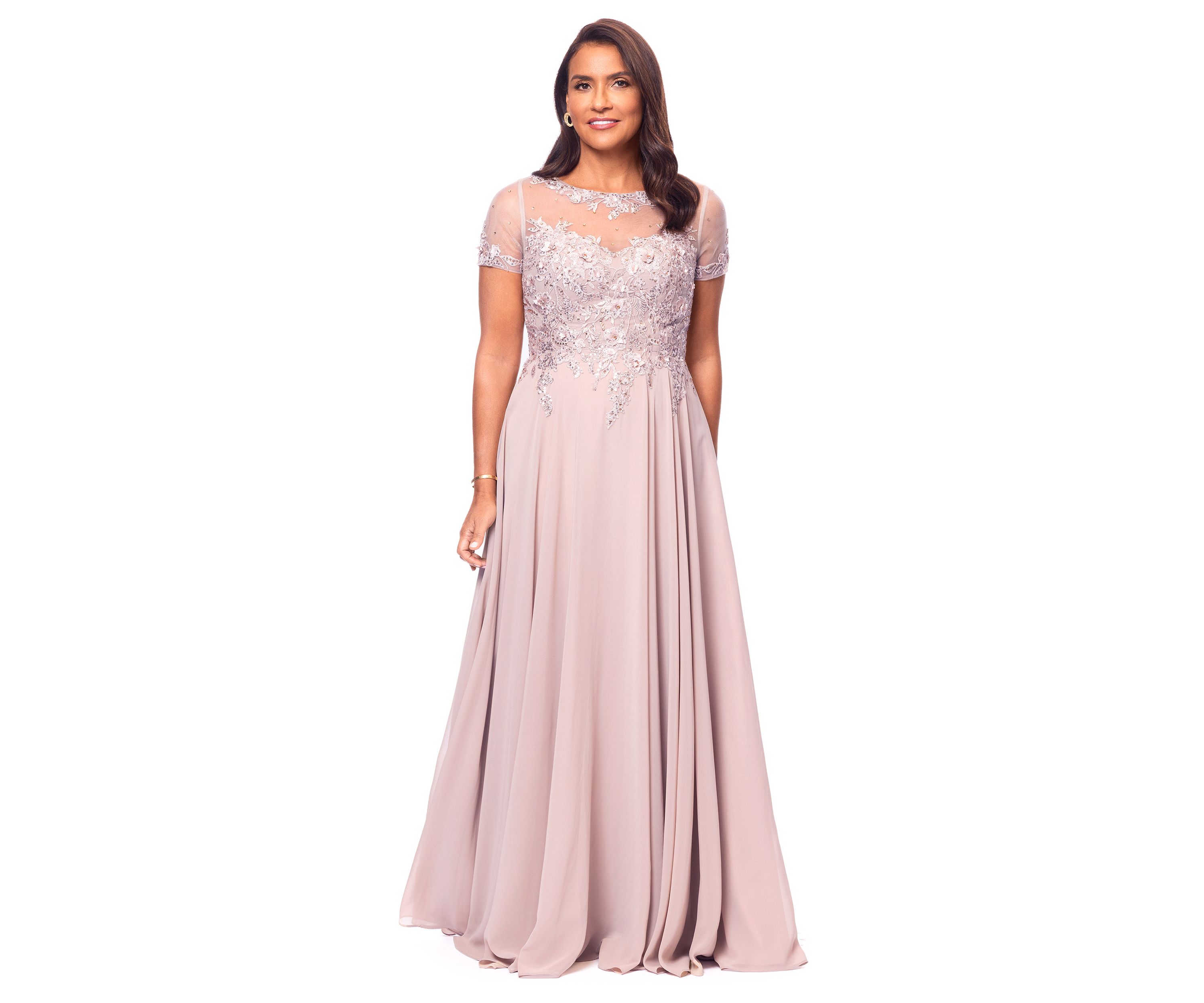 Womens Embellished Solid Gown