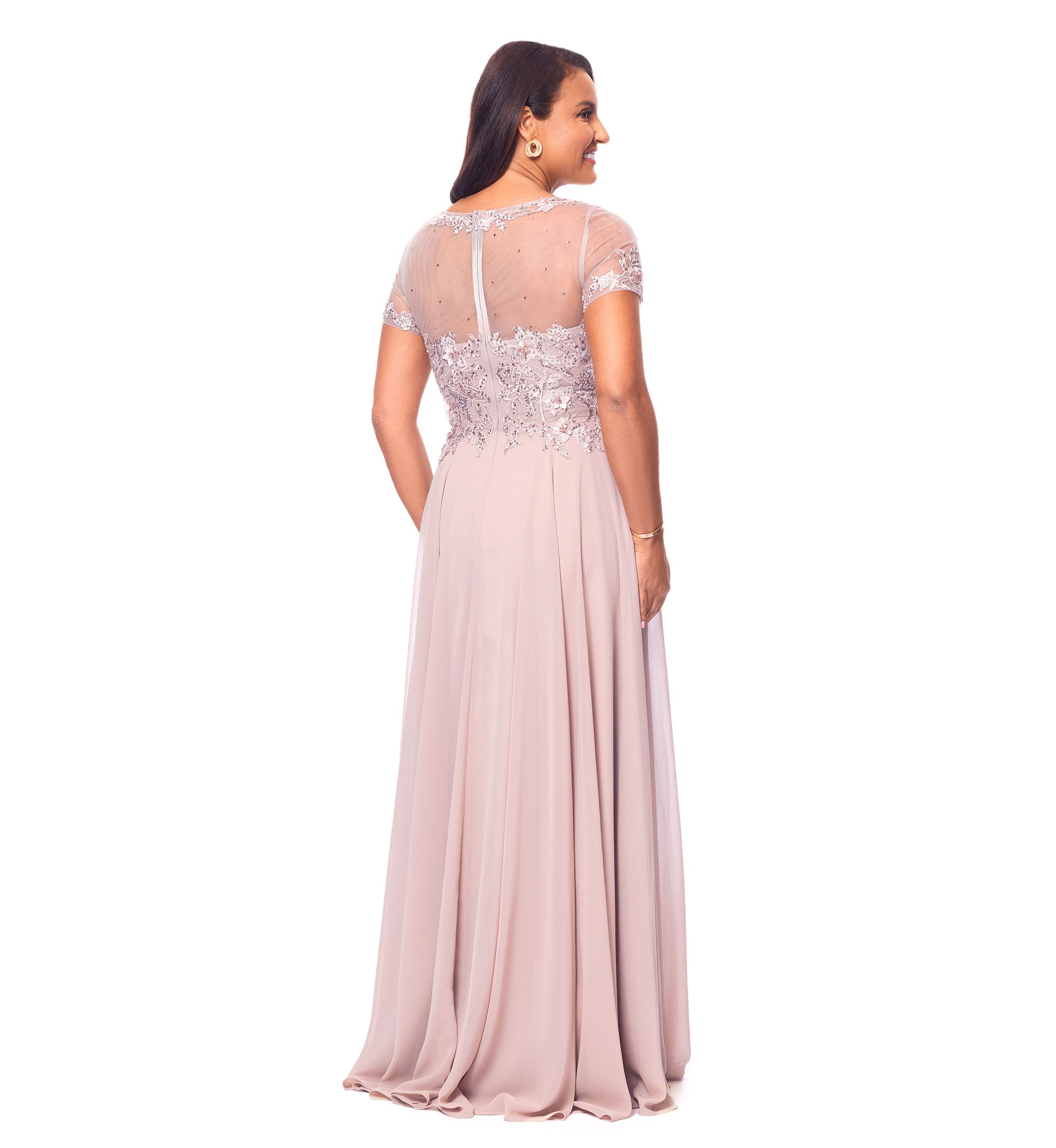 Womens Embellished Solid Gown