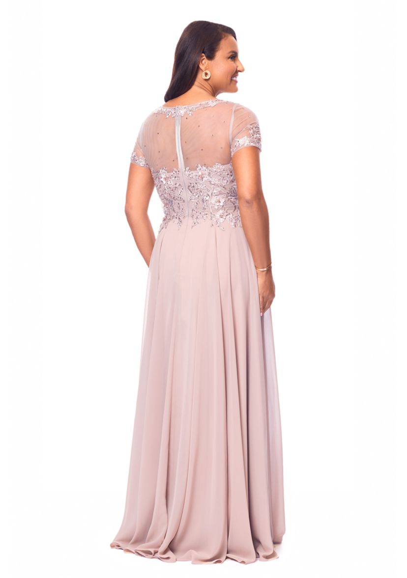 Womens Embellished Solid Gown
