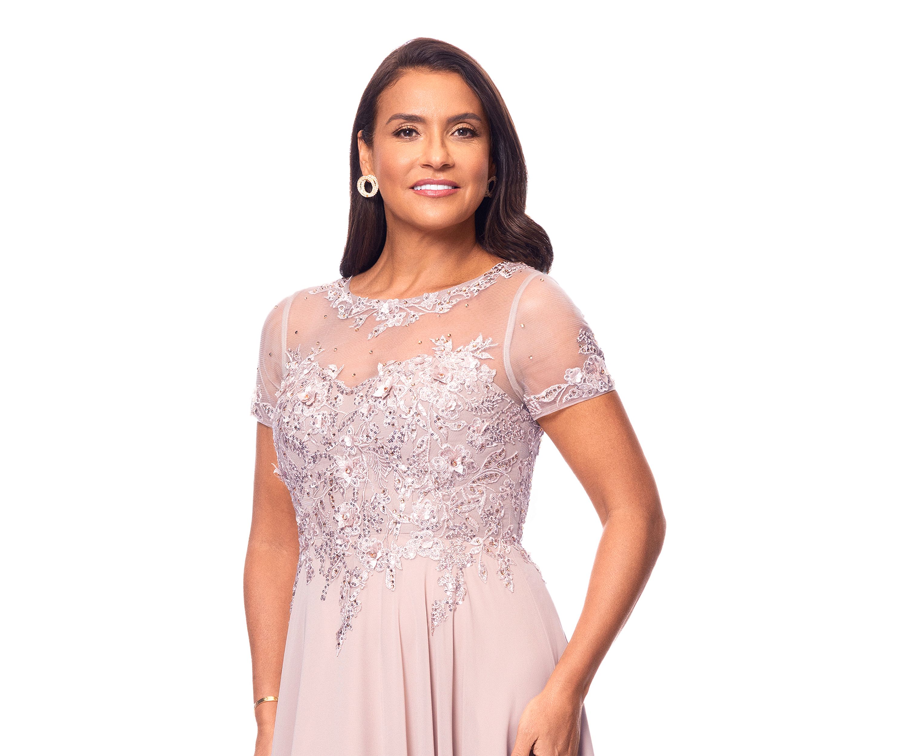 Womens Embellished Solid Gown