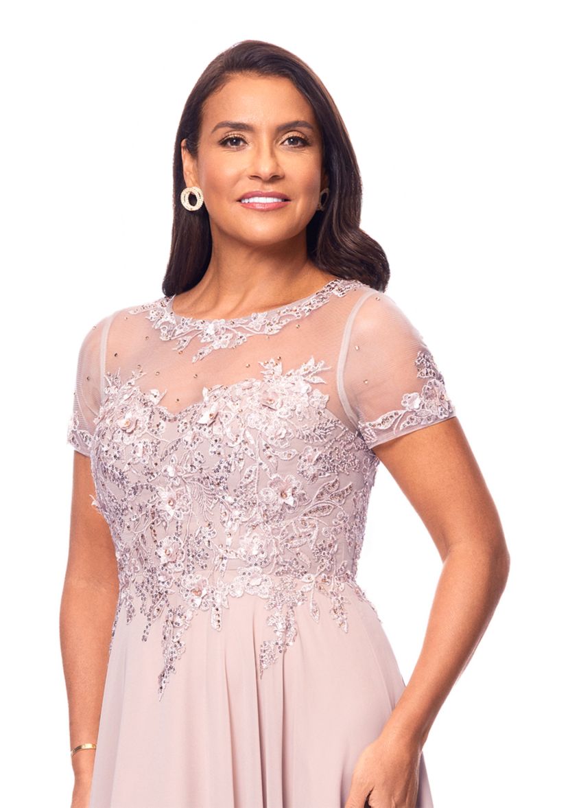 Womens Embellished Solid Gown