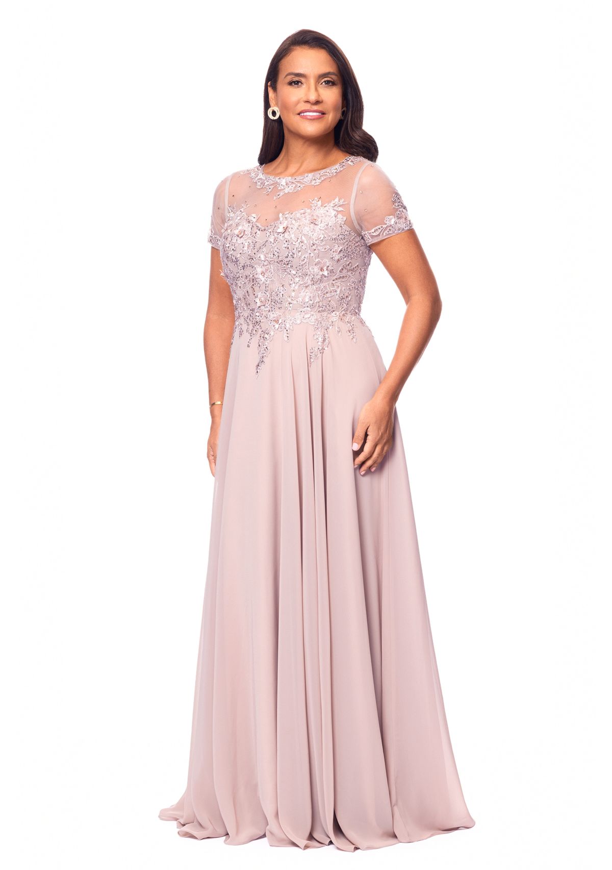 Womens Embellished Solid Gown