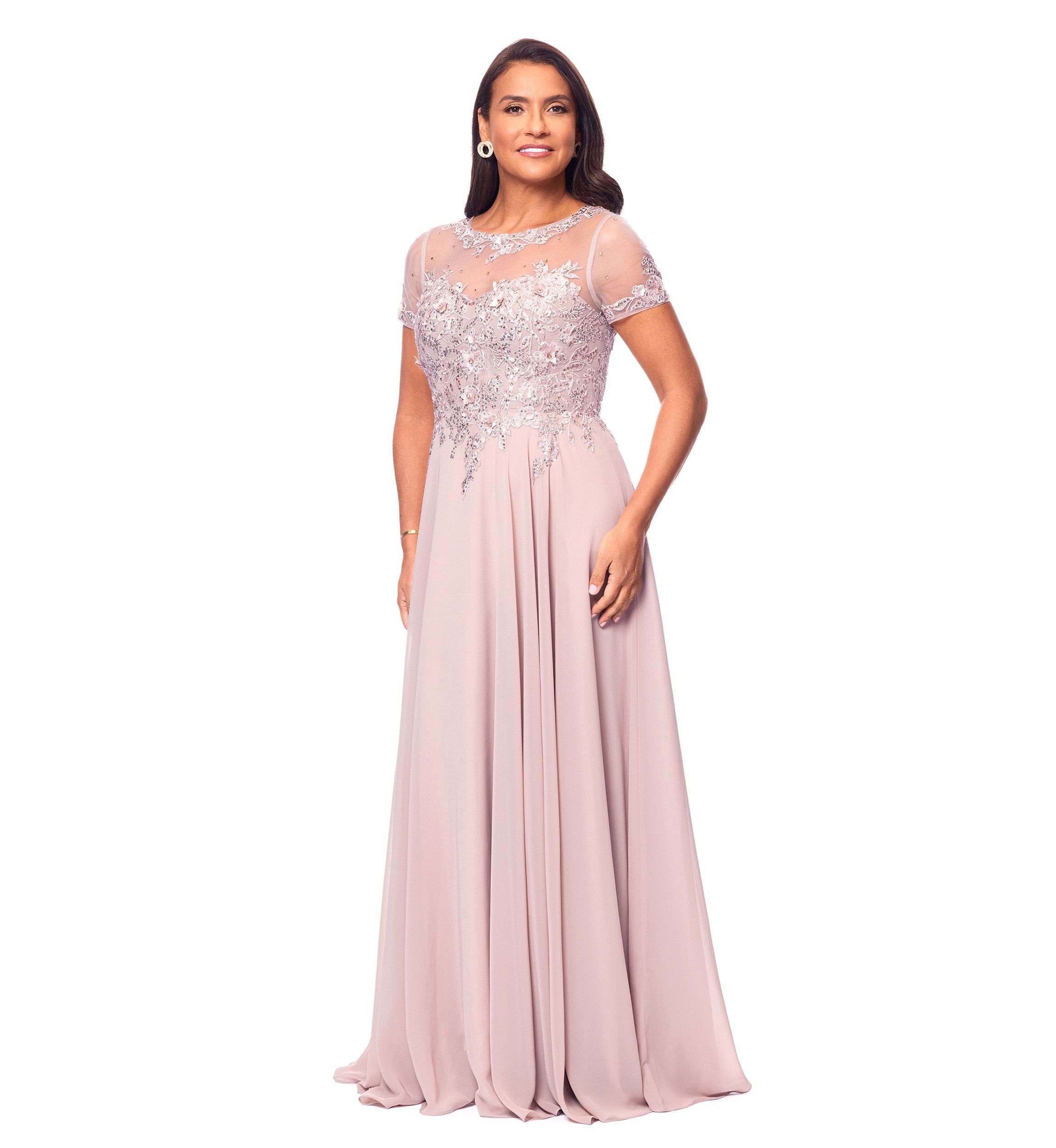 Womens Embellished Solid Gown
