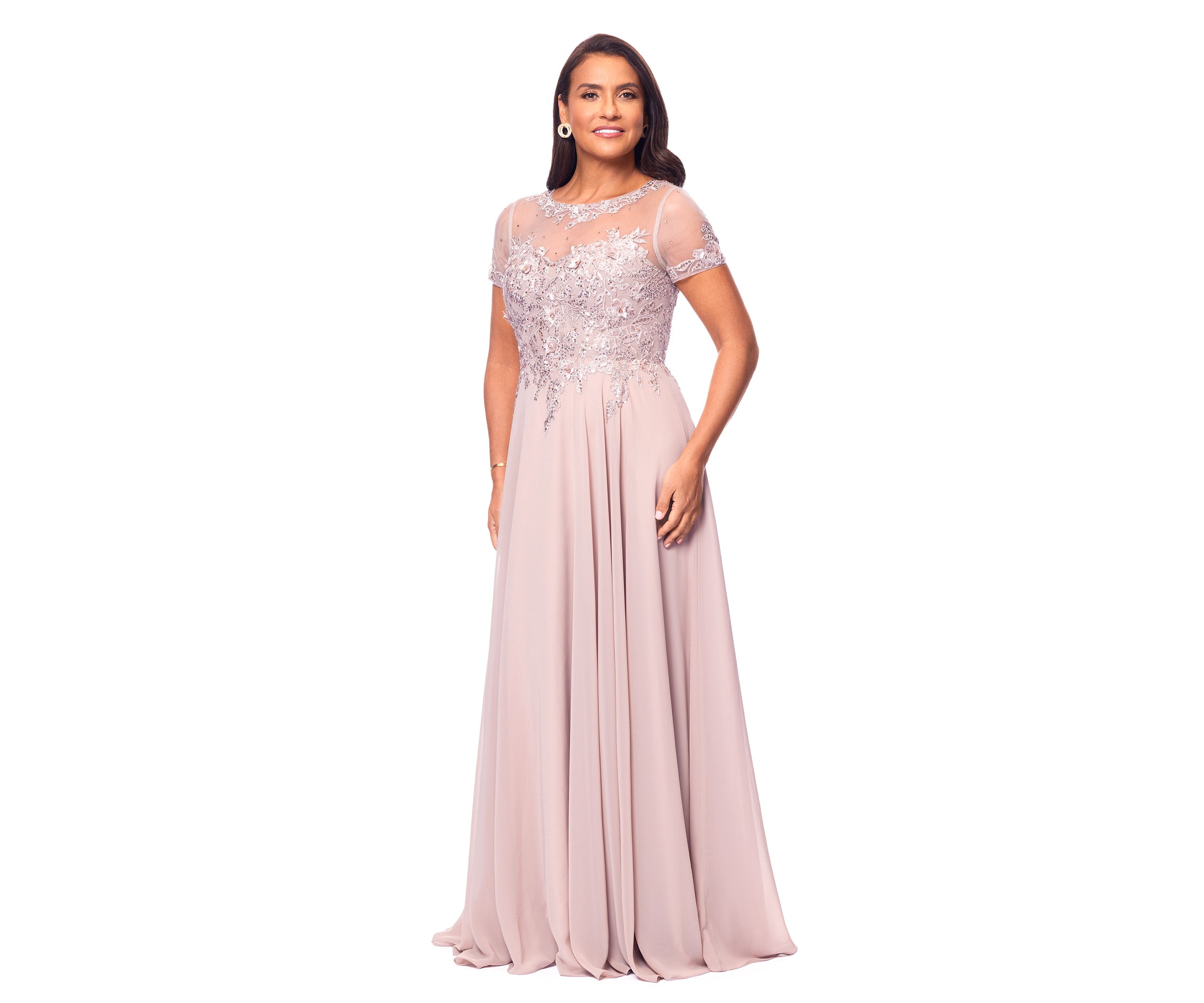 Womens Embellished Solid Gown