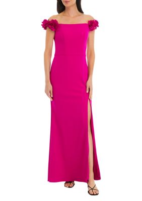 Ruffle Detail Slim Scuba Gown