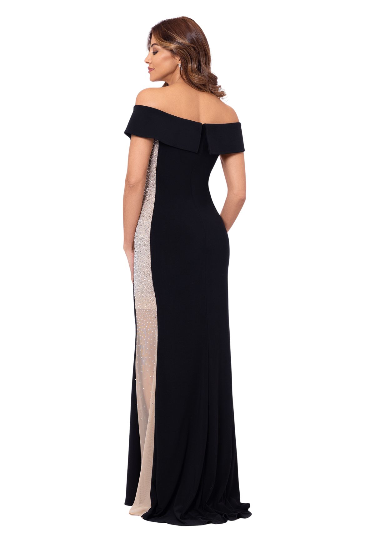 Womens Off the Shoulder Embellished Gown
