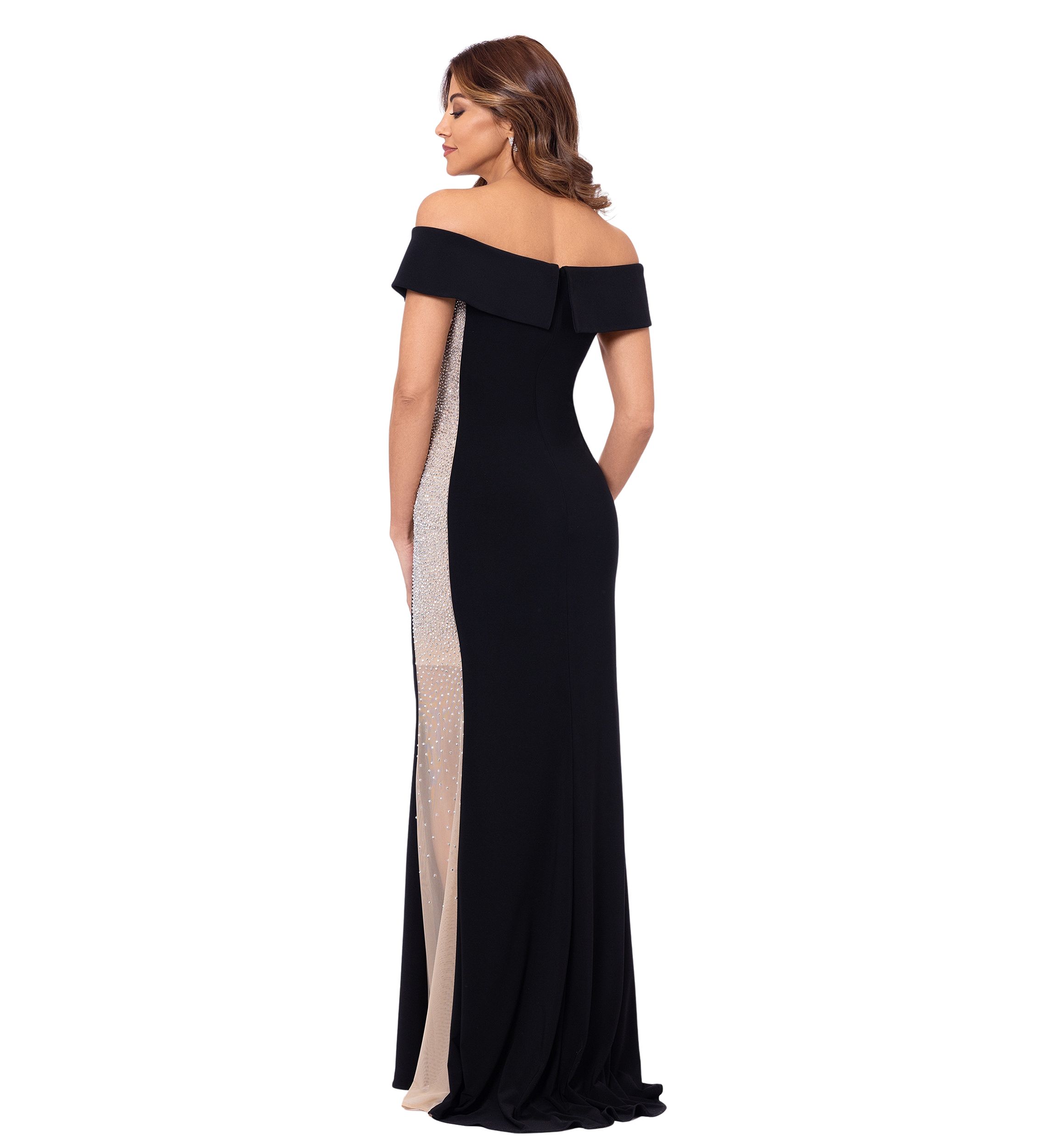 Womens Off the Shoulder Embellished Gown
