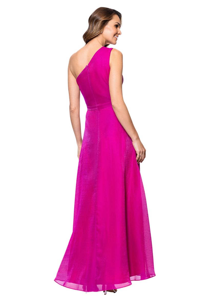 Womens Asymmetrical Ruffle Gown