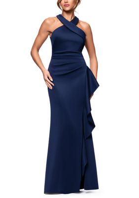 Xscape Women's Halter Cascade Ruffle Gown, 10