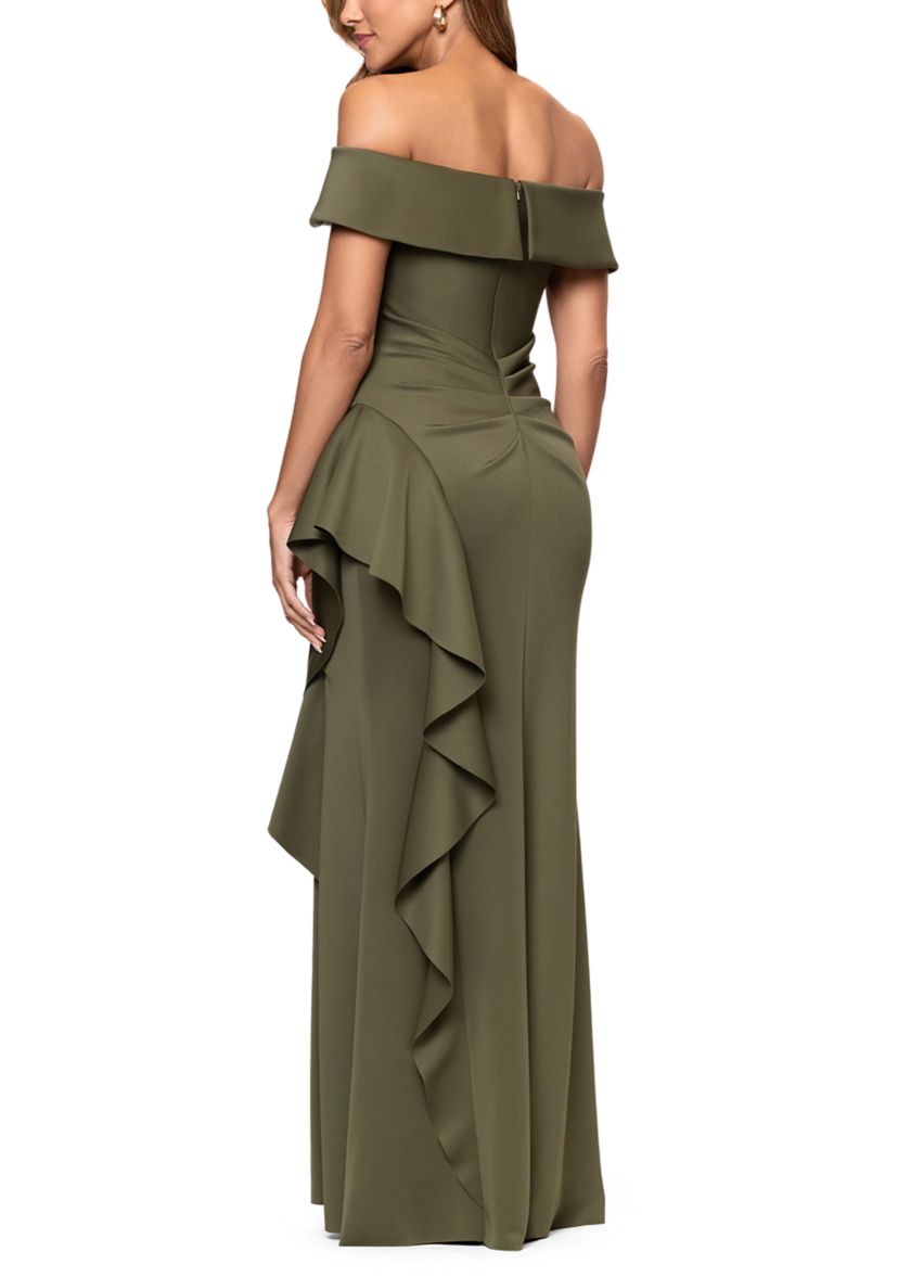 xscape ruffle off the shoulder dress Xscape Women's Off The Shoulder Ruffle Sleeve Midi Wedding Guest Cocktail  Dress, Black, 4 at Amazon Women's Clothing store
