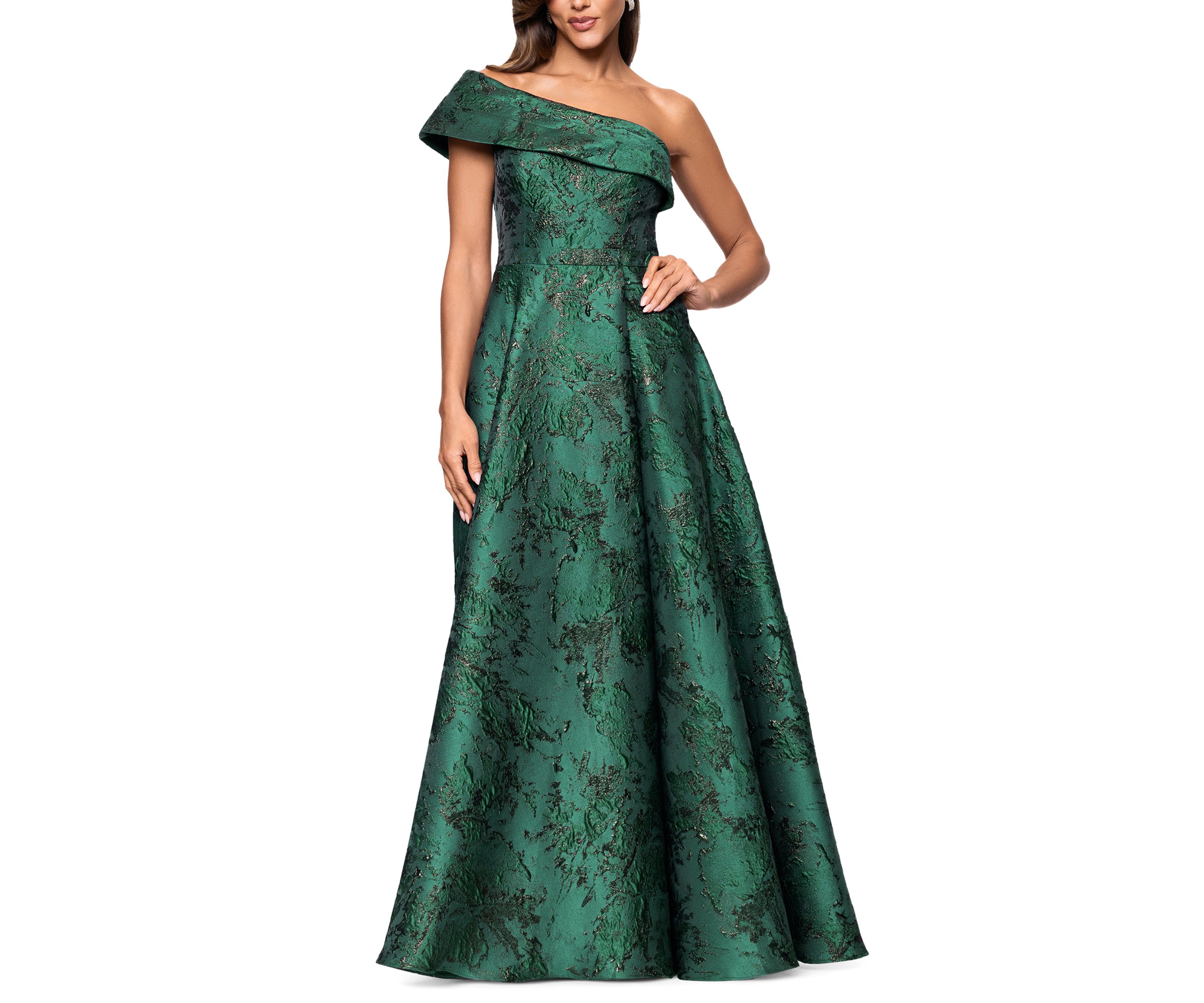 Womens Sleeveless Printed One Shoulder Gown