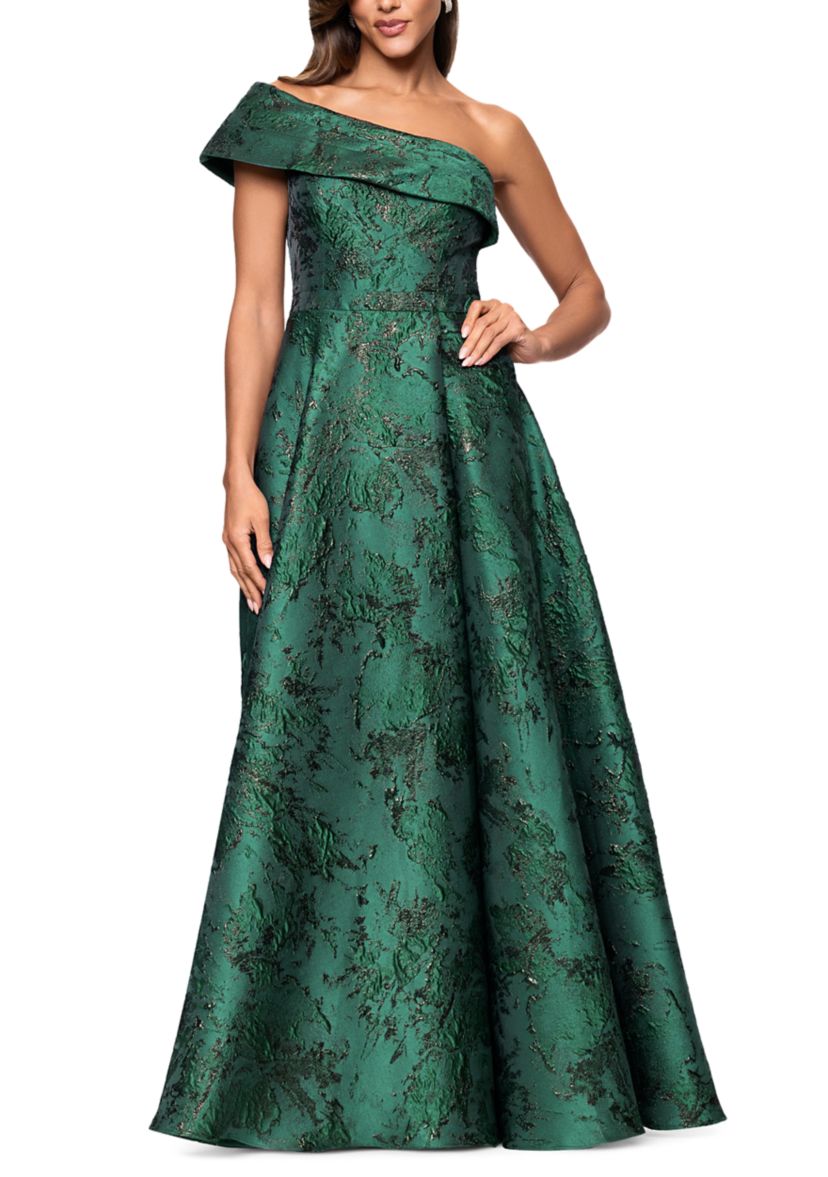 Womens Sleeveless Printed One Shoulder Gown