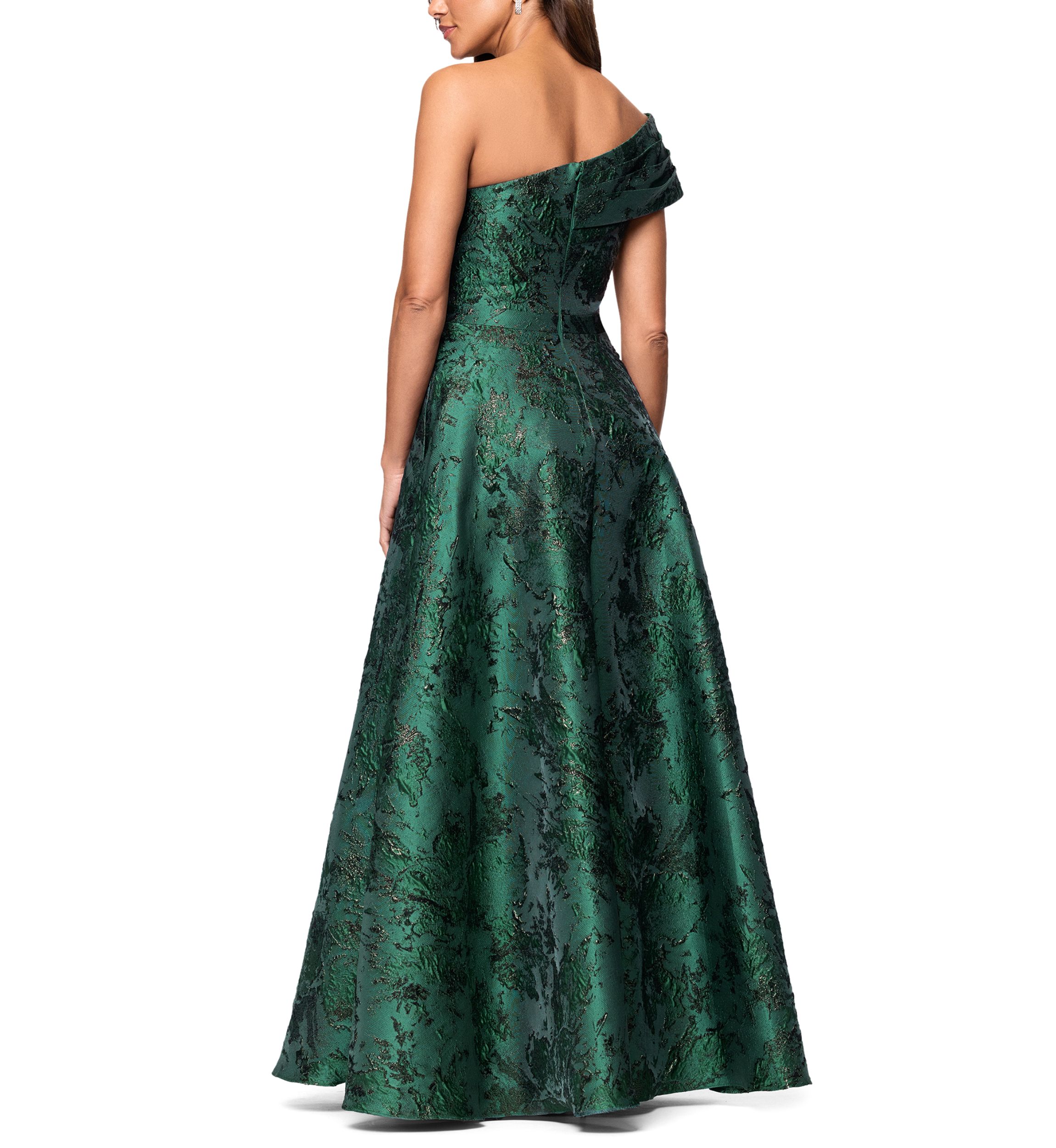 Womens Sleeveless Printed One Shoulder Gown