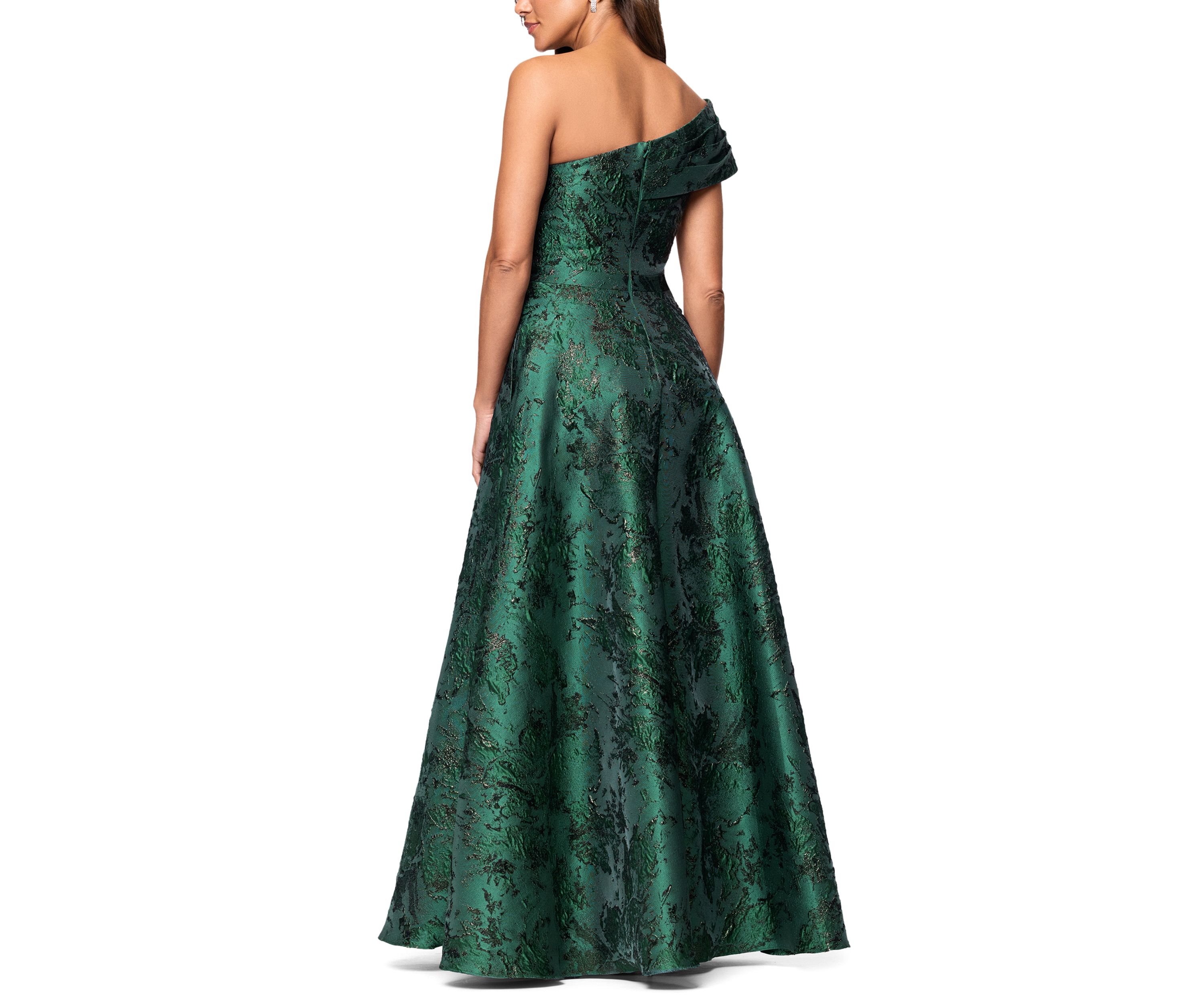 Womens Sleeveless Printed One Shoulder Gown