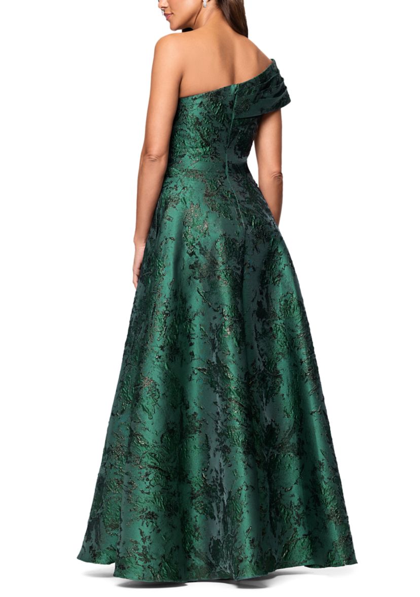 Womens Sleeveless Printed One Shoulder Gown