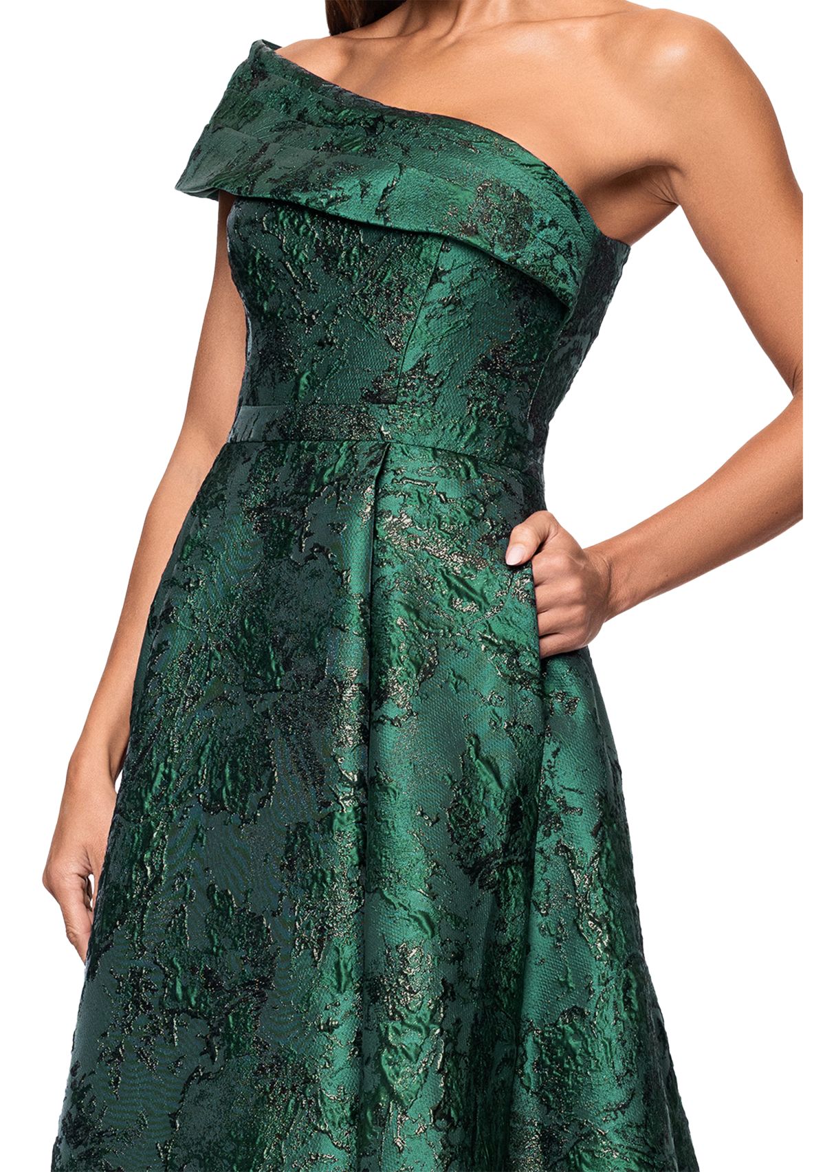 Womens Sleeveless Printed One Shoulder Gown