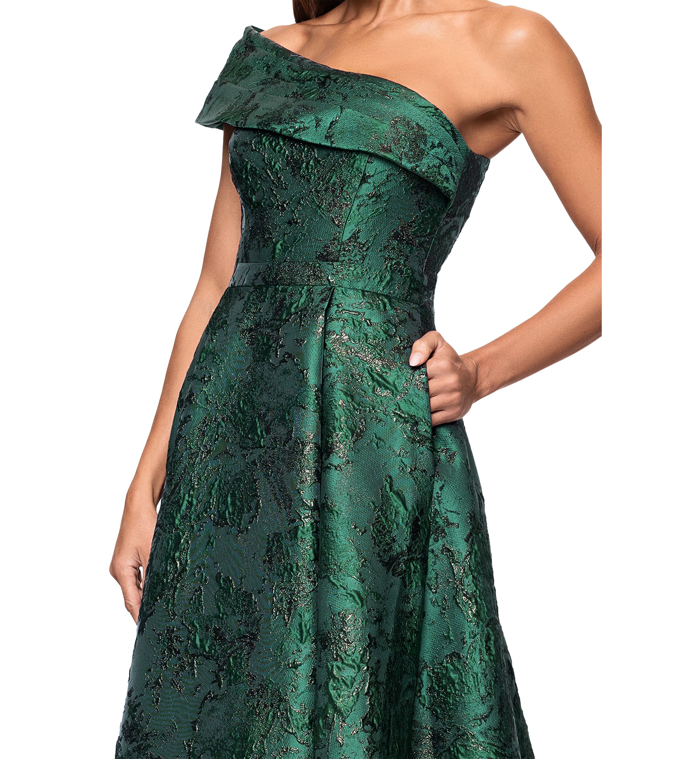 Womens Sleeveless Printed One Shoulder Gown