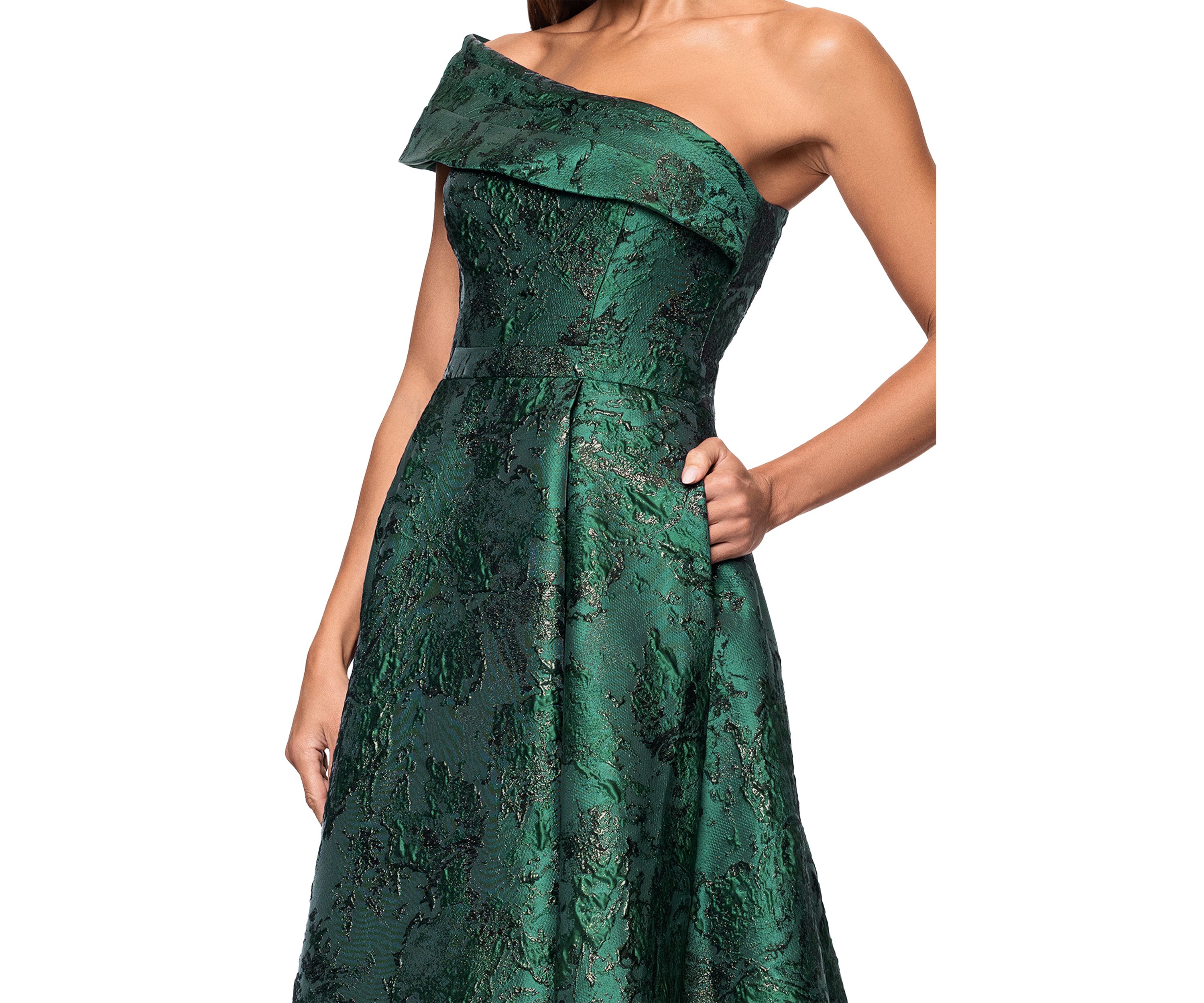 Womens Sleeveless Printed One Shoulder Gown