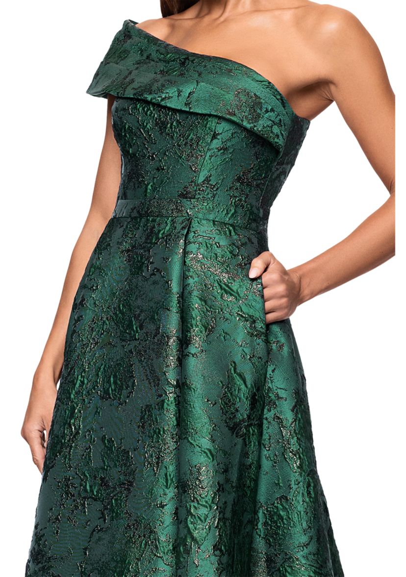 Womens Sleeveless Printed One Shoulder Gown