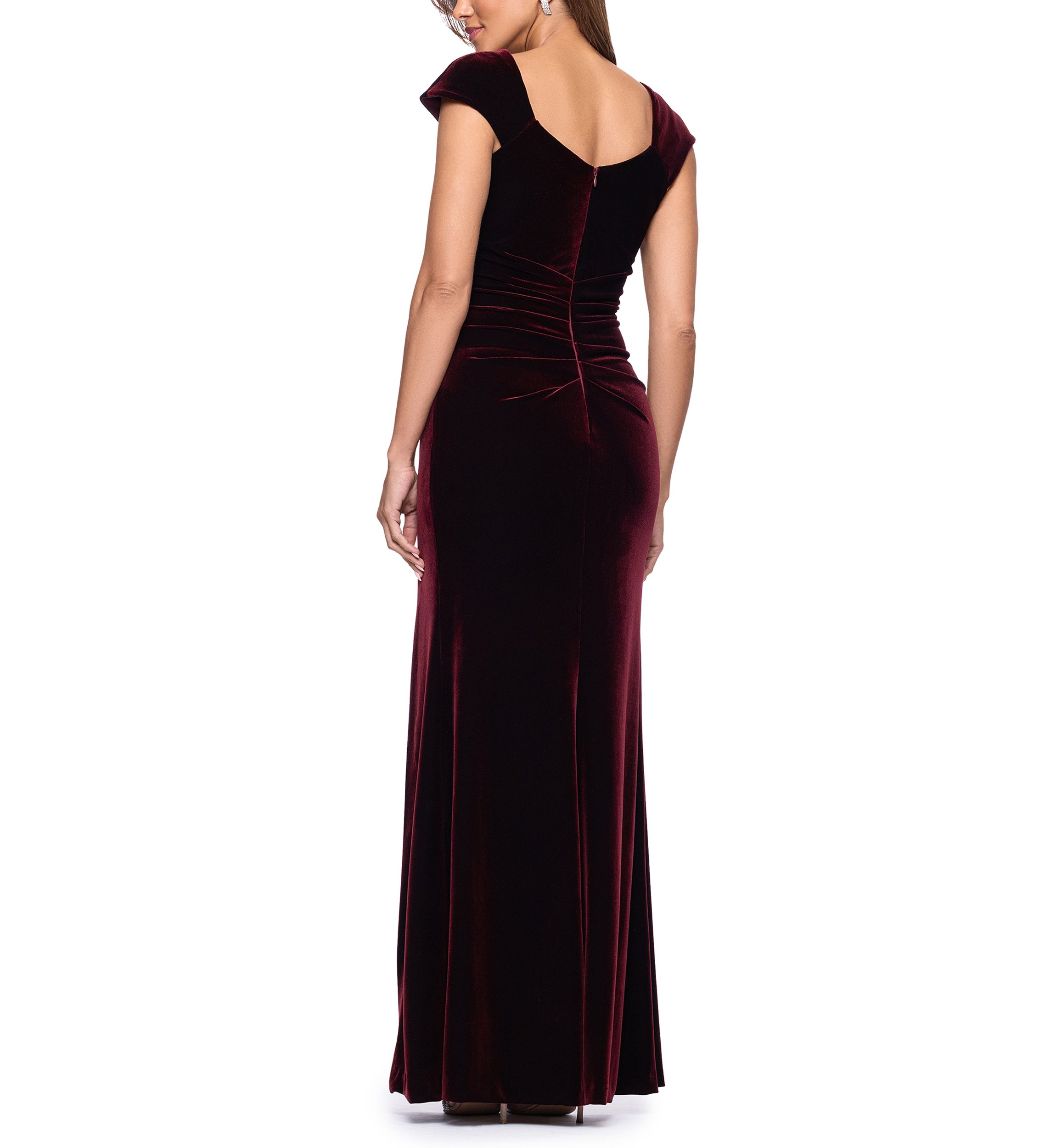 Womens Asymmetrical Velvet A-Line Gown
