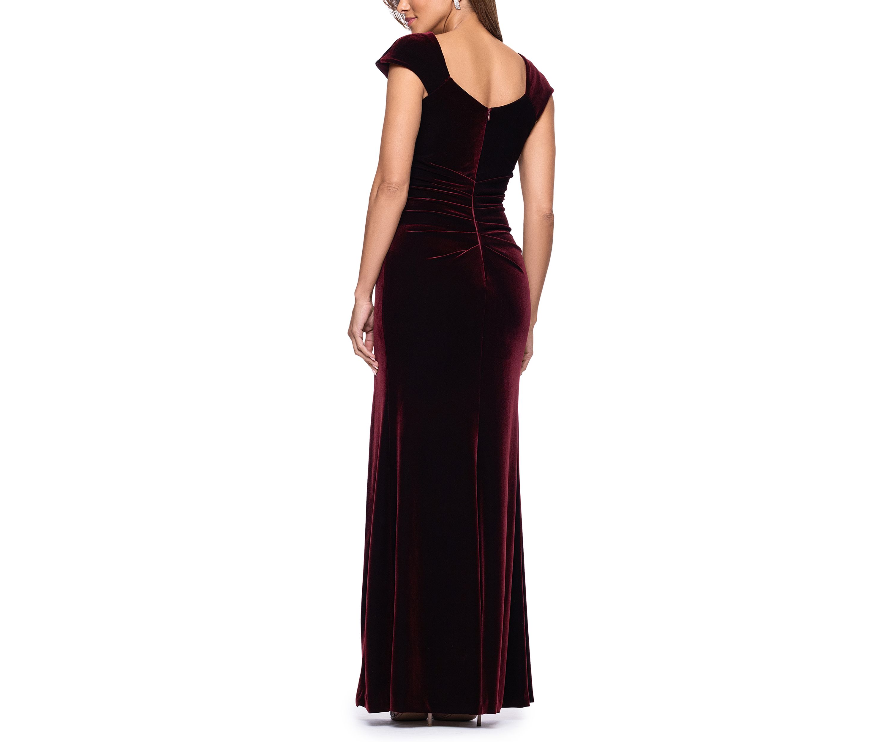 Womens Asymmetrical Velvet A-Line Gown