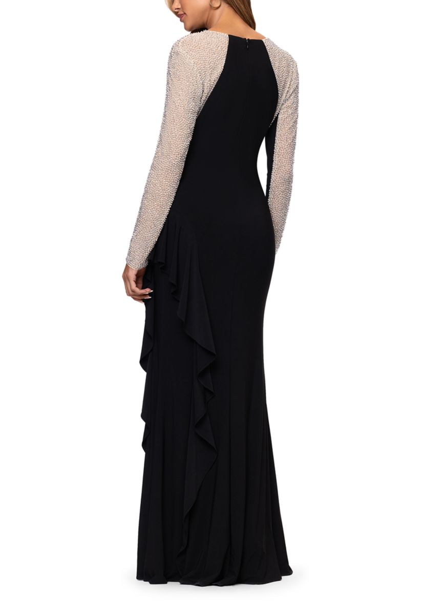 Womens Long Sleeve Square Neck Solid Slim Dress