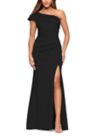 Womens One-Shoulder Solid Scuba Slim Gown 