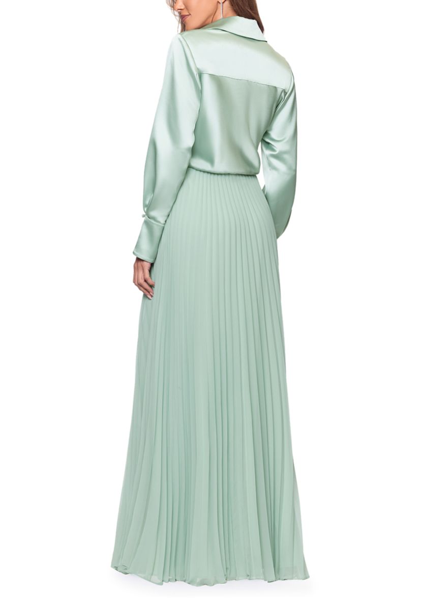 xscape long sleeve formal dresses Xscape Women's Long Sleeve Satin Slim Gown, Black, 8