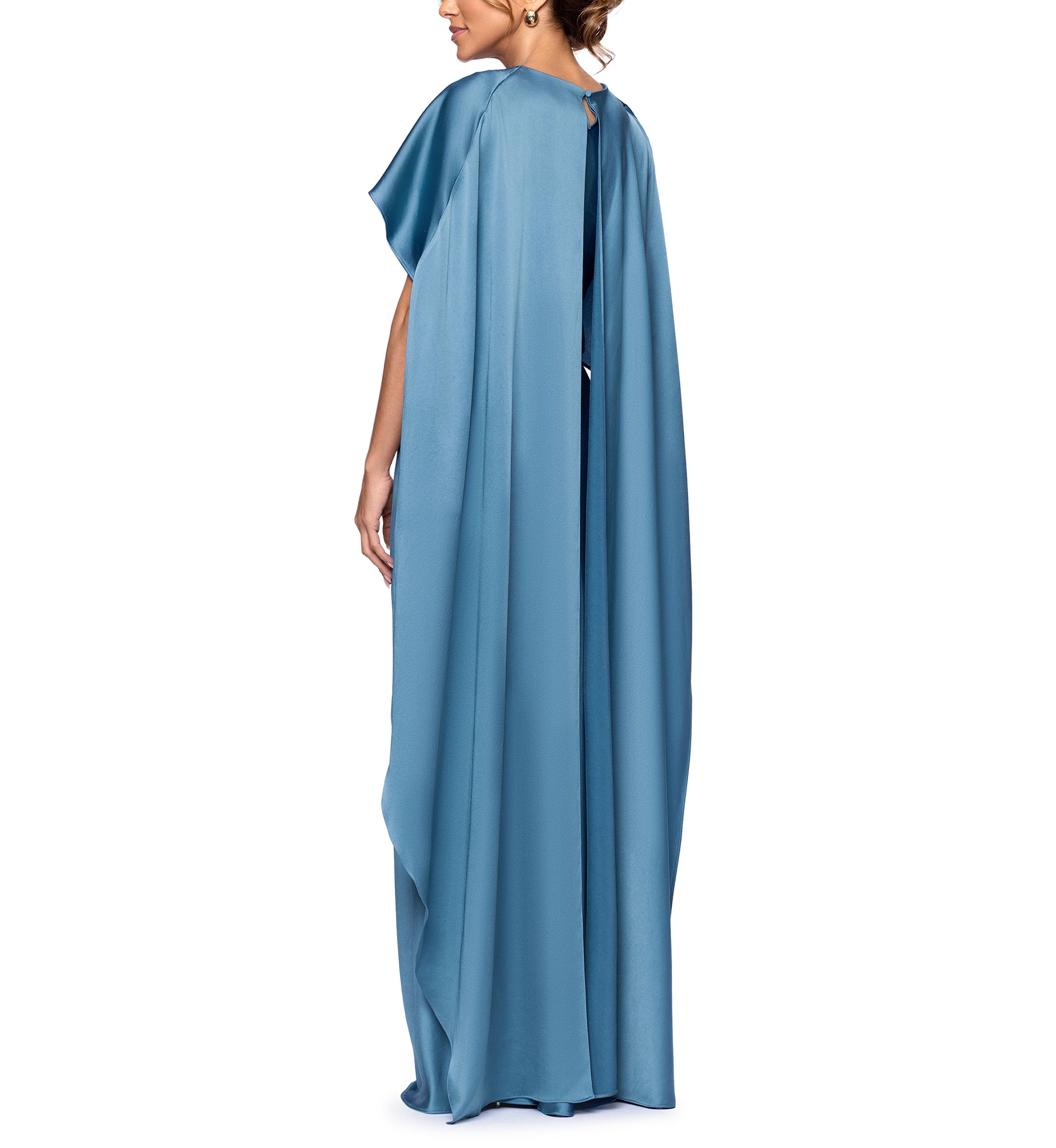 slim fit dress slacks Xscape Petite One-Shoulder Applique Ball Gown - Blue Gold main image 1