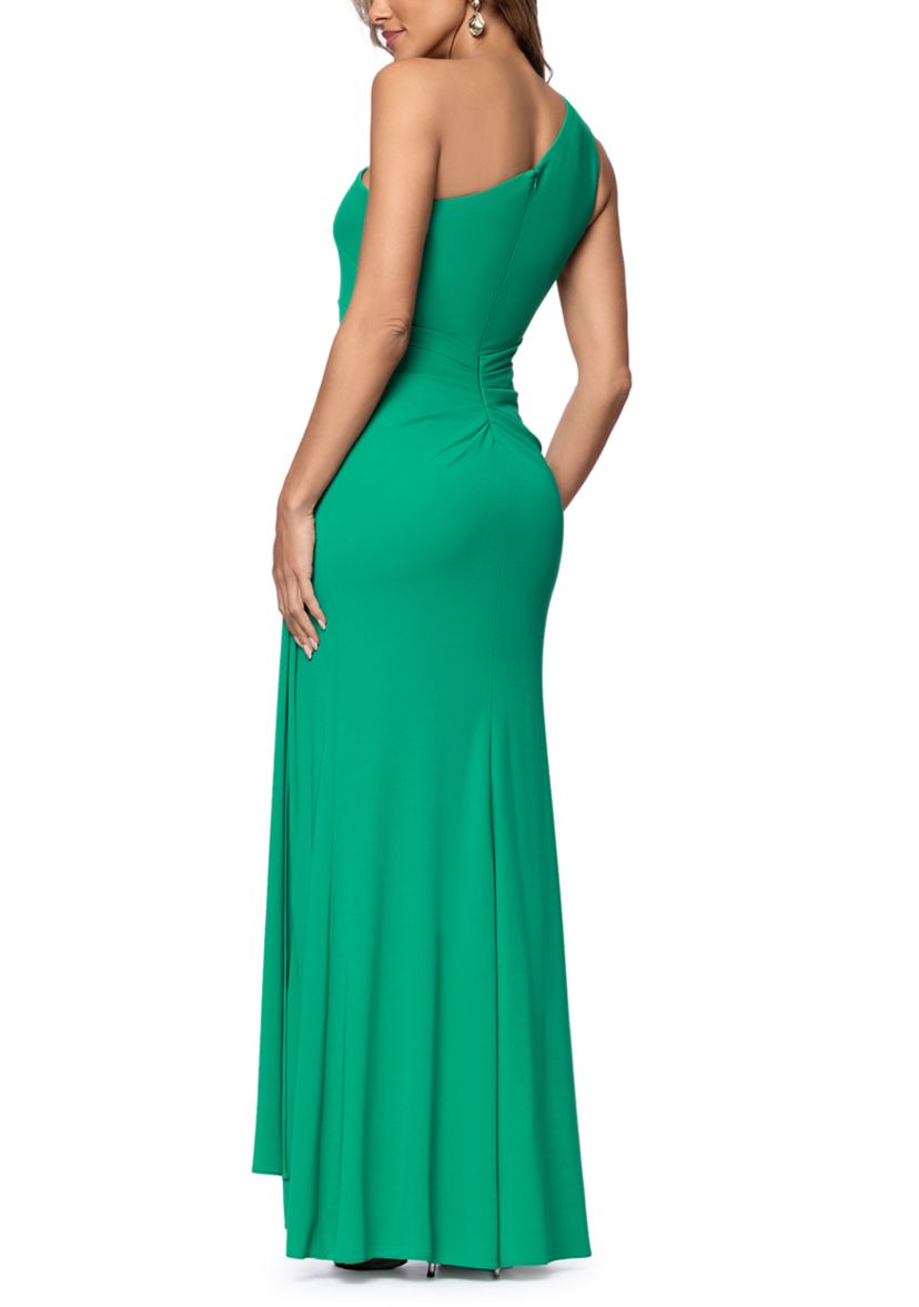 Xscape Women's Off Shoulder Matte Jersey Gown with Hardware | Belk