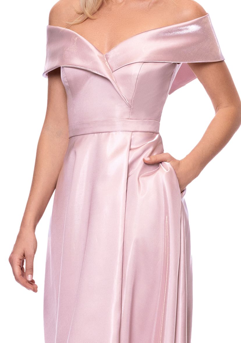 Xscape Women's Off Shoulder Long Shimmer Mikado Gown | Belk