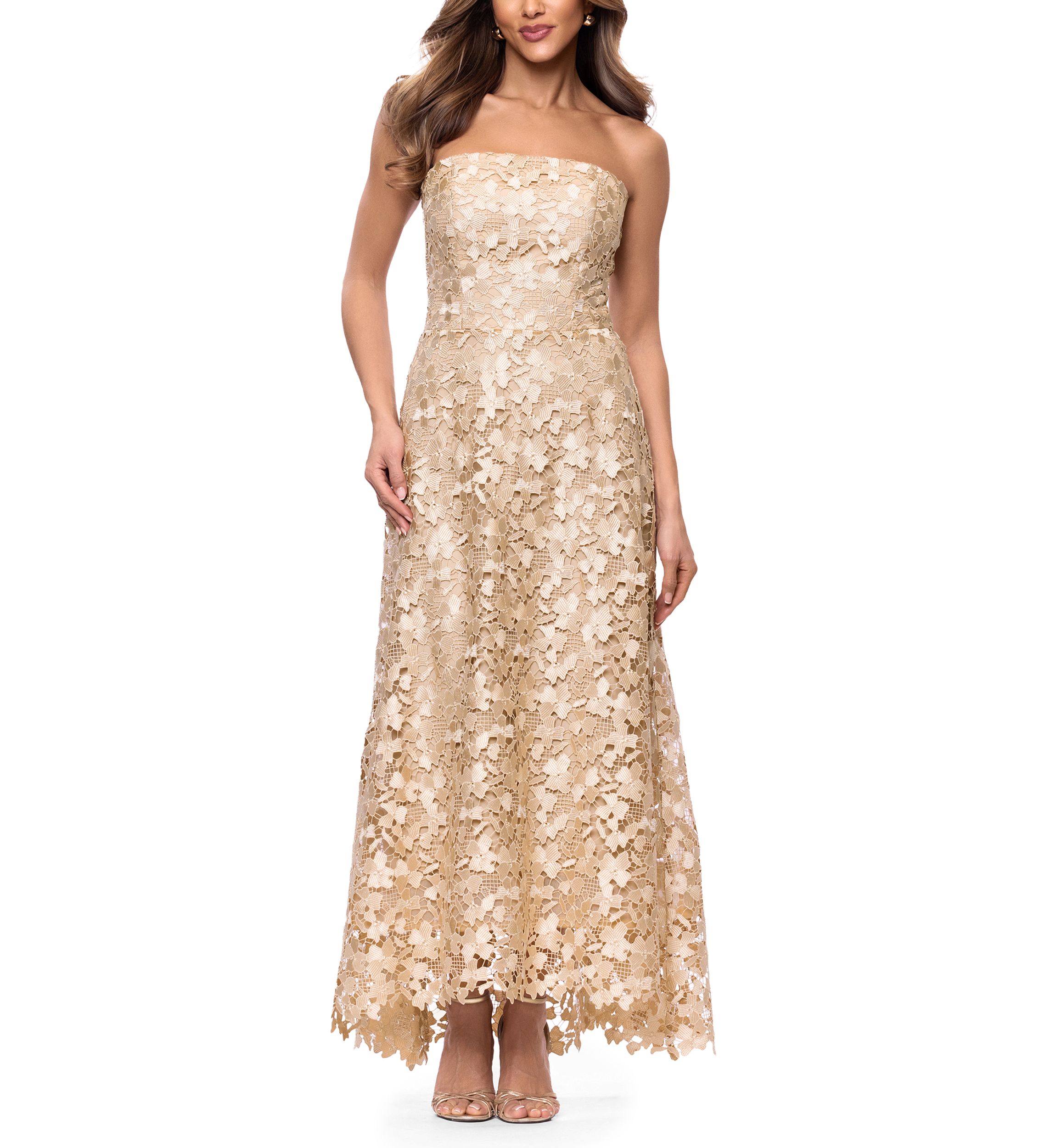 xscape gold sequin dress Women's Strapless Lace Gown luxury flapper dress