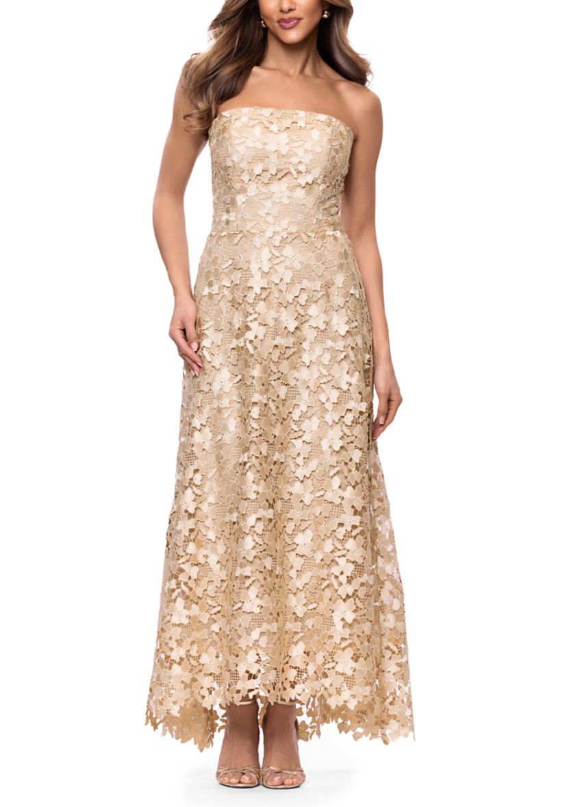 xscape gold dress Women's Strapless Lace Gown DELAYED ONCE