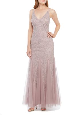 Xscape Long Sleeveless Beaded Gown | belk