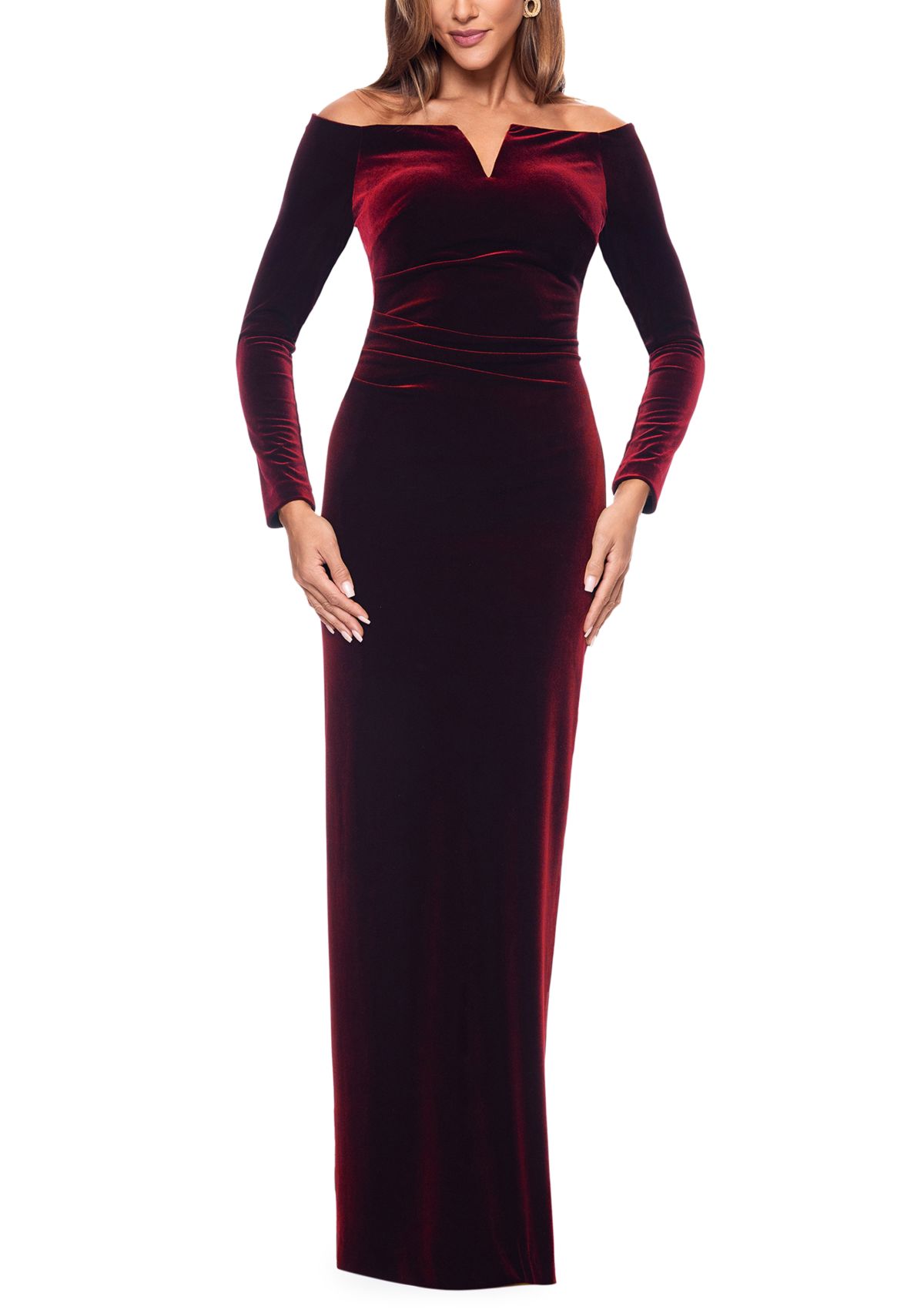 Womens Off the Shoulder Slim Velvet Gown