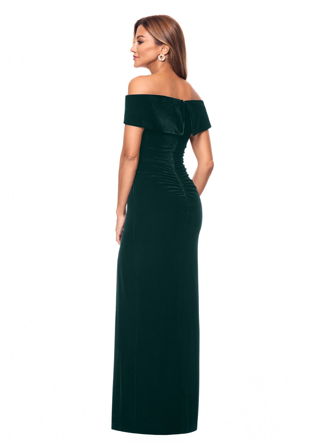 Womens Long Off the Shoulder Velvet Gown