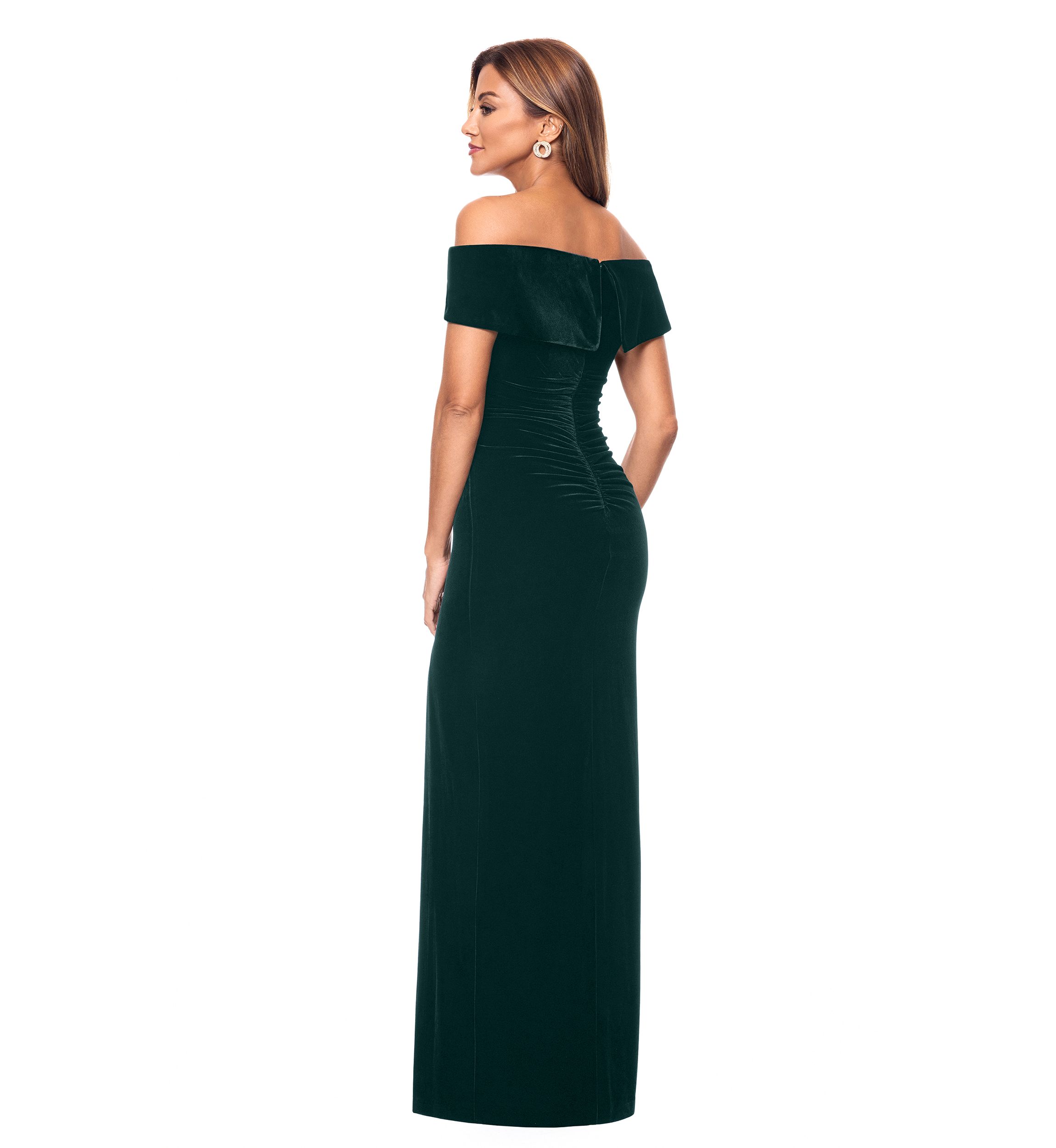 Womens Long Off the Shoulder Velvet Gown
