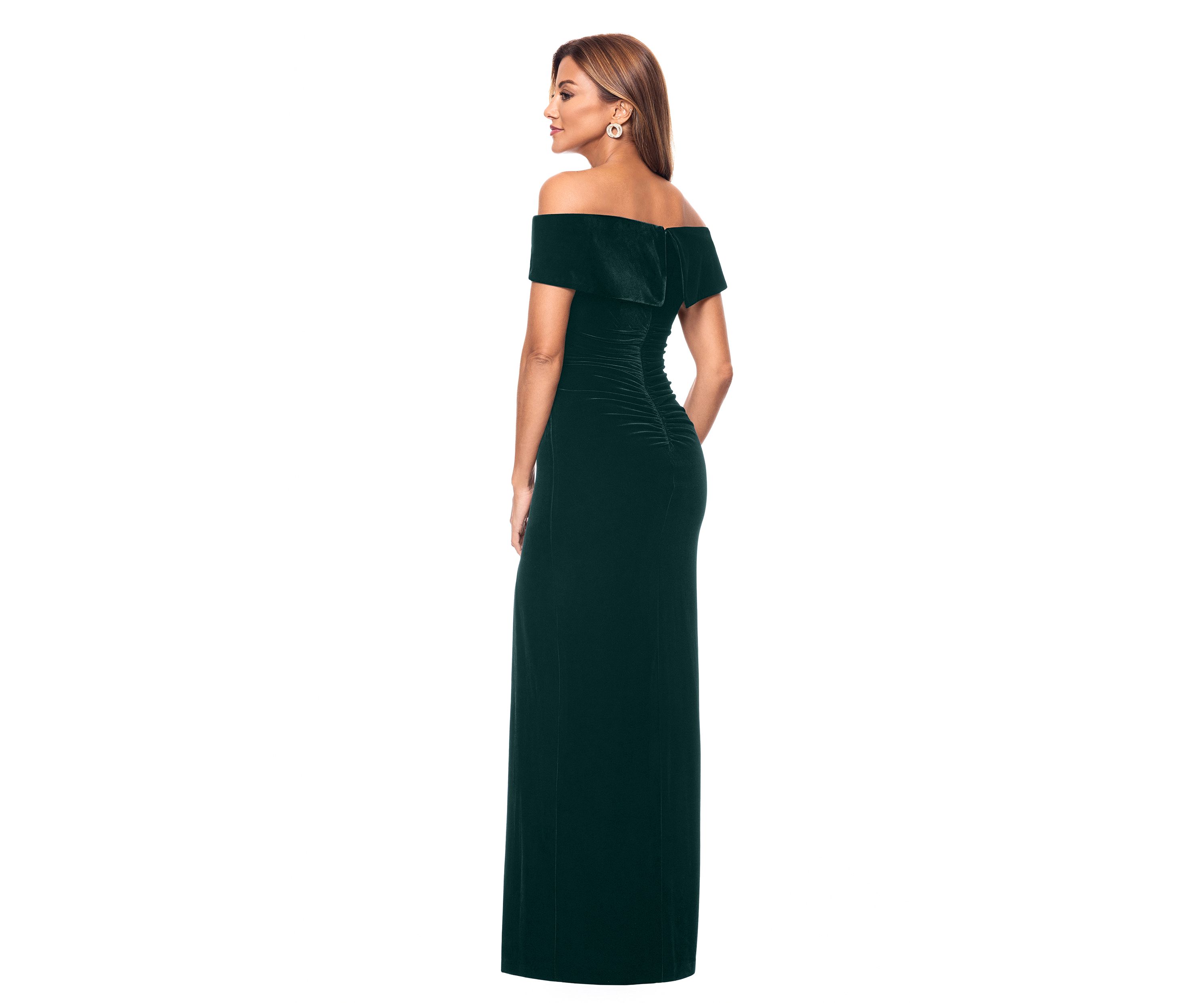Womens Long Off the Shoulder Velvet Gown