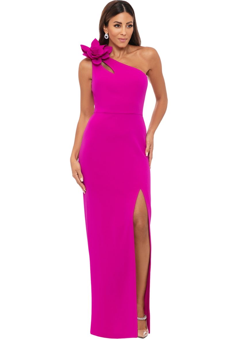 Womens Sleeveless Asymmetric Flower Gown 
