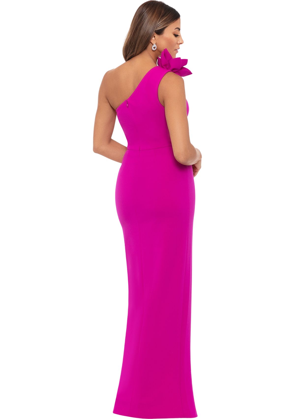 Womens Sleeveless Asymmetric Flower Gown 