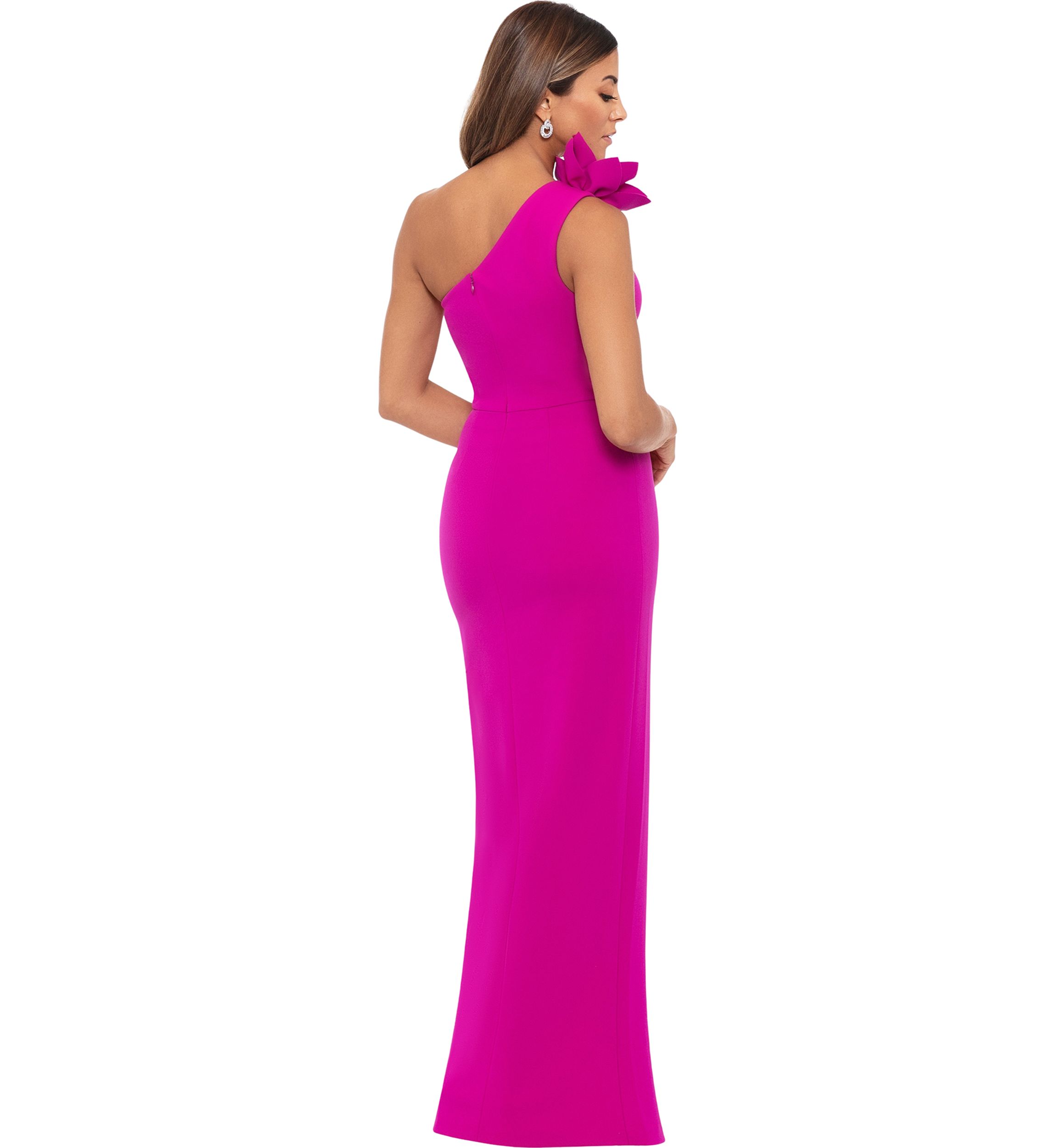 Womens Sleeveless Asymmetric Flower Gown 