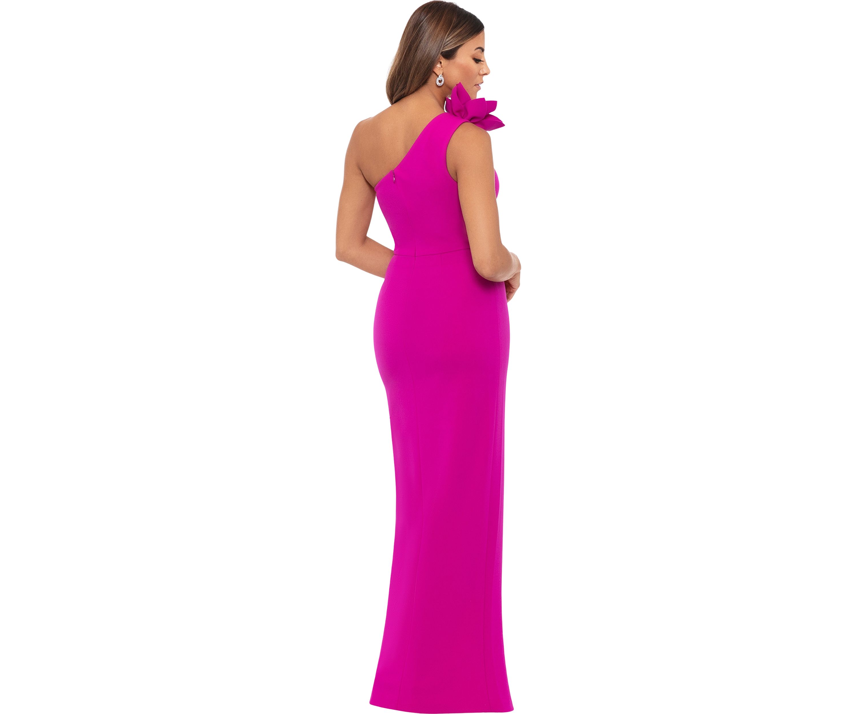Womens Sleeveless Asymmetric Flower Gown 