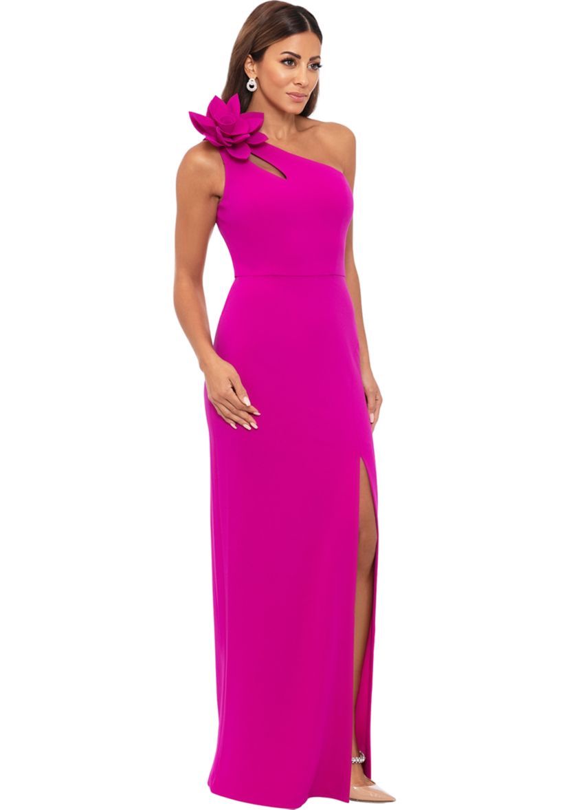 Womens Sleeveless Asymmetric Flower Gown 
