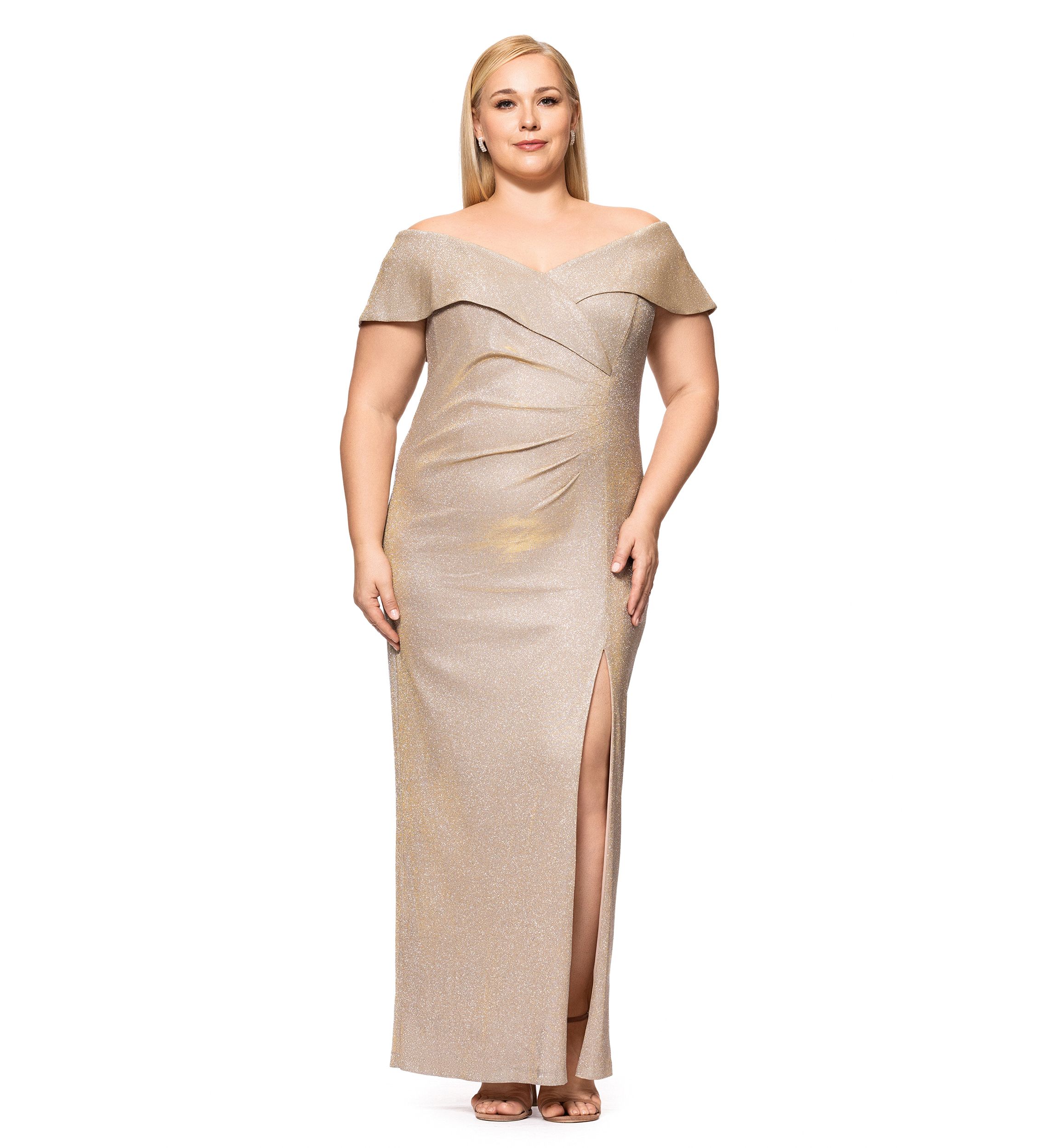 Plus Size Solid Glitter Knit Gown